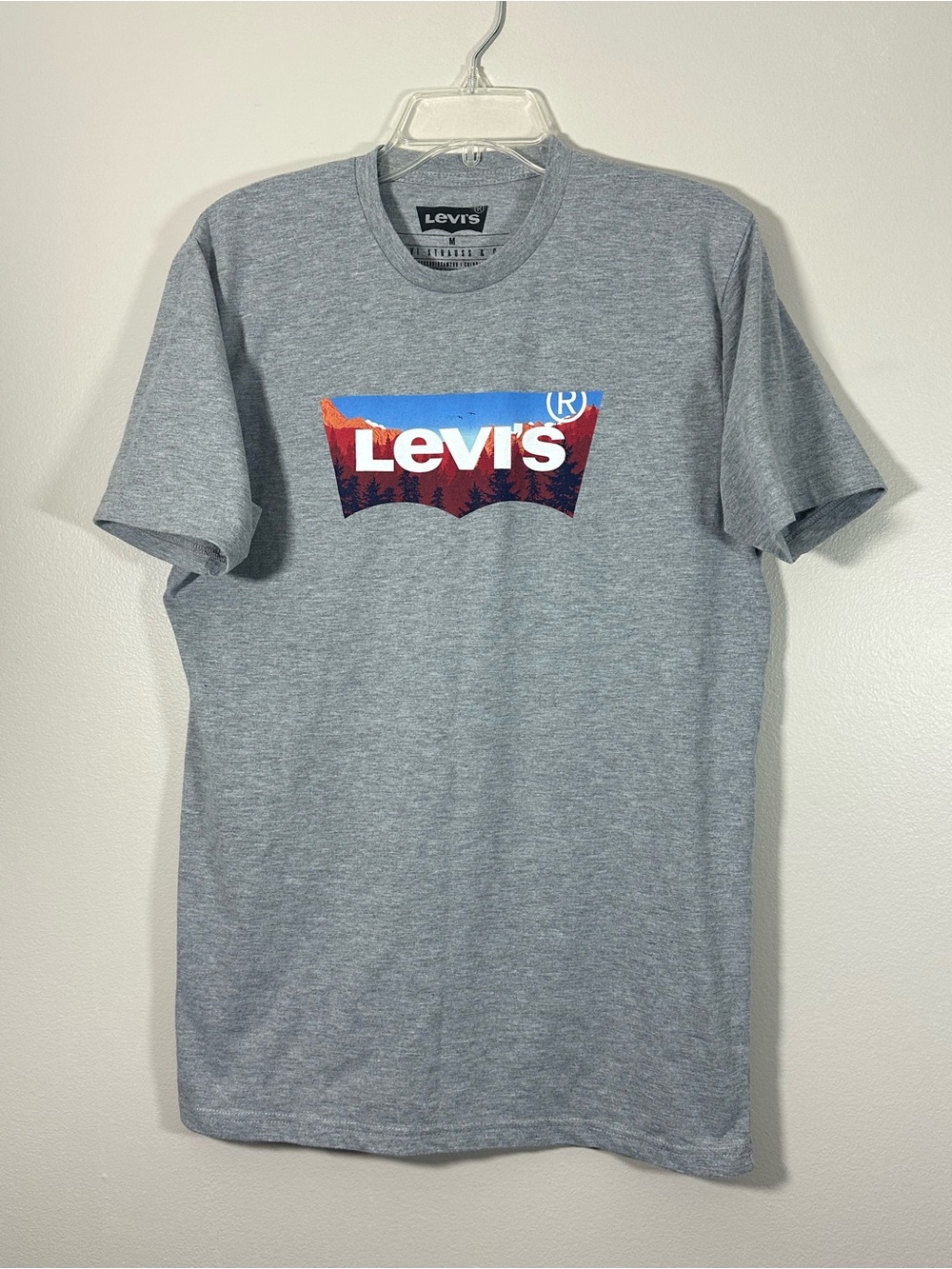 Levi’s Men’s Gray Graphic Logo Crew Neck Short Sleeve Cotton T-Shirt Size M